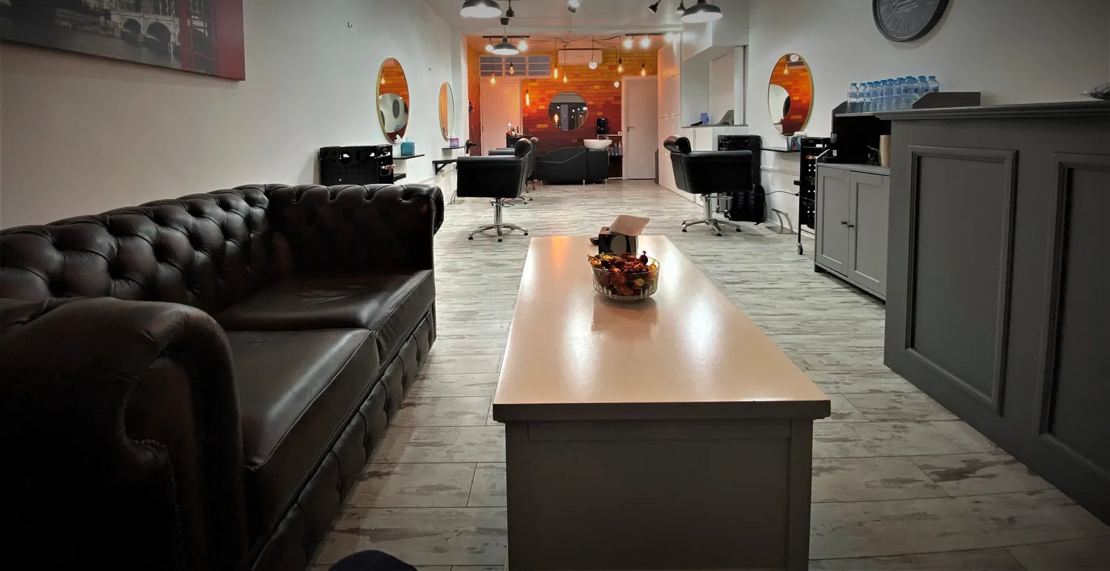 Inside SEoneHair on Snowsfields: leather sofas, styling stations and copper brick wall